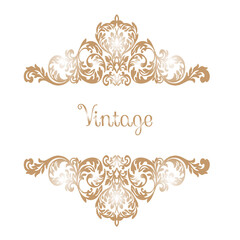 Vintage baroque frame scroll ornament engraving border floral retro pattern antique style acanthus foliage swirl decorative design element filigree calligraphy.