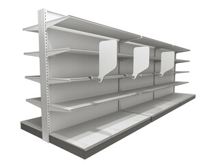 Blank Shelf-Stopper With Shelf, Close-up View Woobler Template, 3D Illustration