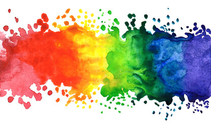 Rainbow splash in watercolor on white background