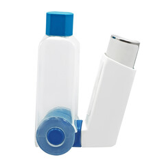 asthma inhaler isolated on white background