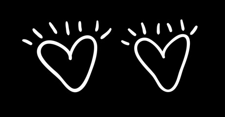 Doodle set of black and white pencil drawing objects. Hand drawn abstract illustration grunge elements. Vector abstract hearts for design use.