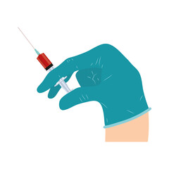 doctor hand with injection syringe and blood isolated icon