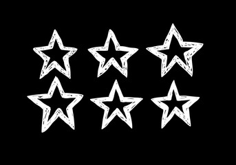 Obraz premium Doodle set of black and white pencil drawing objects. Hand drawn abstract illustration grunge elements. Vector abstract stars for design use.