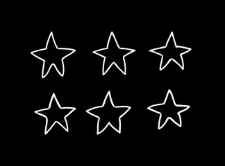 Doodle set of black and white pencil drawing objects. Hand drawn abstract illustration grunge elements. Vector abstract stars for design use.