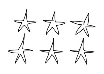 Doodle set of black and white pencil drawing objects. Hand drawn abstract illustration grunge elements. Vector abstract stars for design