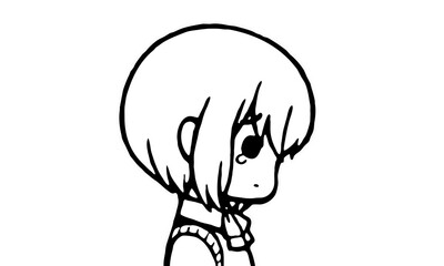 Clip art of a crying girl in cartoon style.（No frame）