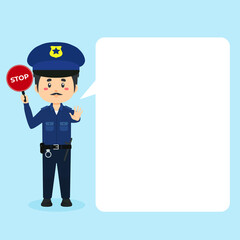 Police Character  with Speech Bubbles