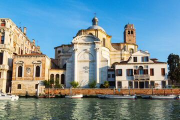 Naklejka premium View of the Church of Saints Jeremiah and Lucia in Venice from the Grand Canal. Italy