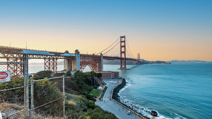The Golden Gate Bridge in San Francisco is the most famous attraction visited by tourists from all over the world.