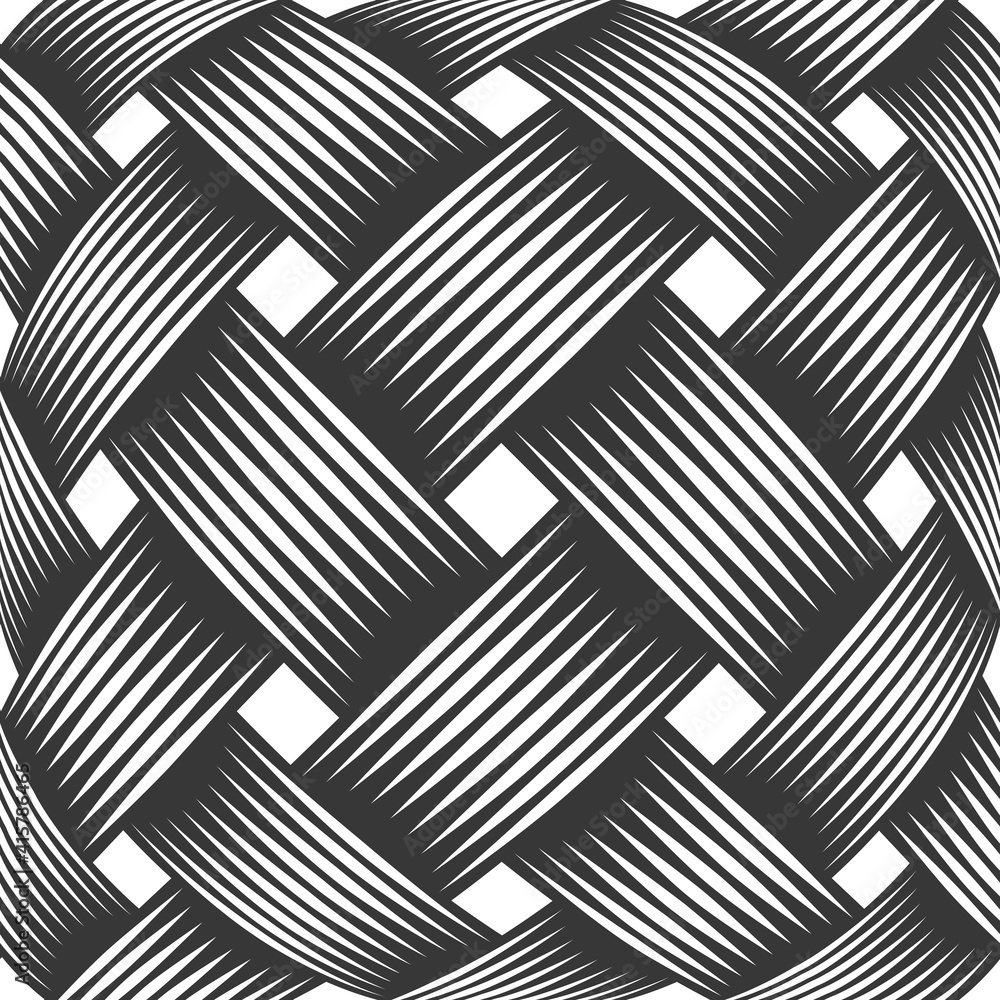 Poster seamless vector weaving pattern, linear background with crossed lines, textile knitted repeat tiling