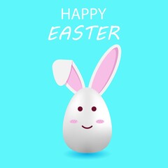 Cute kawaii egg rabbit for celebration Happy Easter. Vector illustration for card, poster, flayer.
