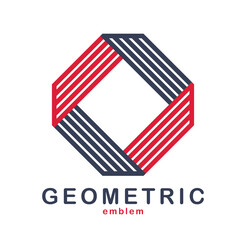 Geometric vector line art logo isolated on white, abstract linear contemporary style symbol, geometrical shape emblem, business corporate branding graphic design element.