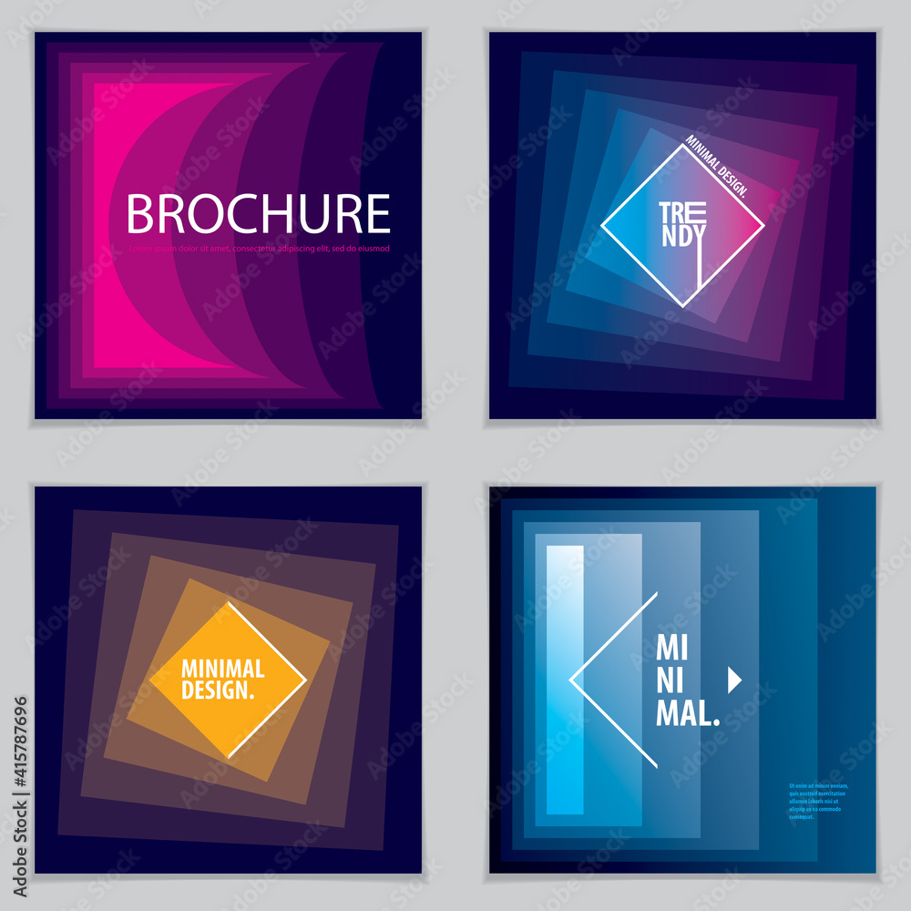 Wall mural abstract modern vector minimal template flyers. vector geometric abstract backgrounds set. design te