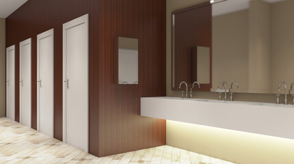 Hotel bathroom peeing toilet. 3D rendering.
