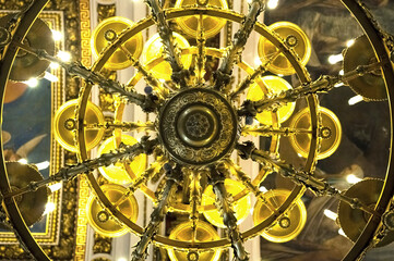 chandelier with candles in the church