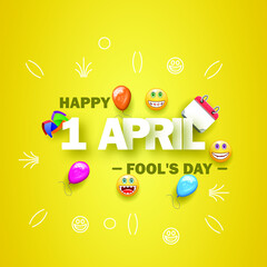 Abstract 1 Happy April Fool Day Holiday Celebrate Background Smile Vector Design Style