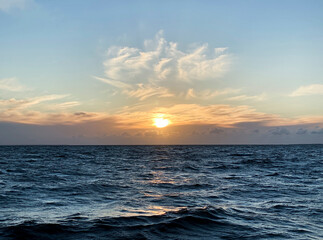 Mediterranean Sea under moody sky at sunset