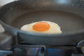 fried egg in a frying pan