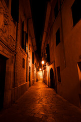 Fototapeta na wymiar Narrow street in old town at night