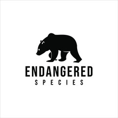 Obraz premium Bear Logo Design Black Vintage Silhouette Endangered Animal Wildlife and Nature Graphic Element Template Ideas