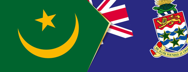 Mauritania and Cayman Islands flags, two vector flags.