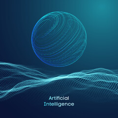 Artificial intelligence communication network. Digital science technology concept. Business network vector illustration.