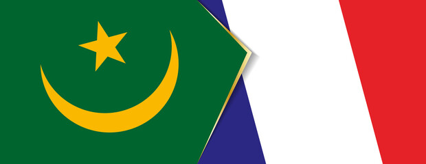 Mauritania and France flags, two vector flags.