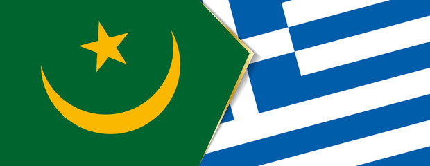 Mauritania and Greece flags, two vector flags.