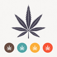 Cannabis leaf icon on dot pattern background