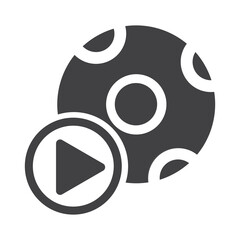 Obraz premium soccer ball video illlustration design. soccer ball video icon isolated on white background. ready use vector.