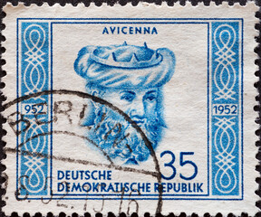 GERMANY, DDR - CIRCA 1952 : a postage stamp from Germany, GDR showing a portrait of the polymath...