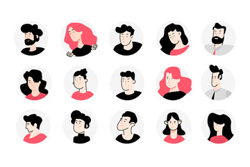 Fototapeta Set of flat design avatar icons. Vector illustrations for social media, user profile, website and app design and development. obraz