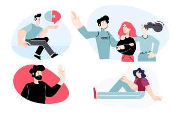 Set of flat design people concepts for business and communication. Vector illustrations for graphic and web design, business presentation, marketing material. 