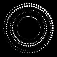 Halftone dots in circle form. round logo . vector dotted frame . design element