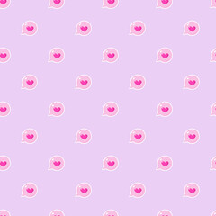 Happy valentines day greeting seamless pattern with talking bubble on pink background. Vector illustration.