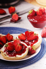 Wheat sandwiches with strawberry marmalade