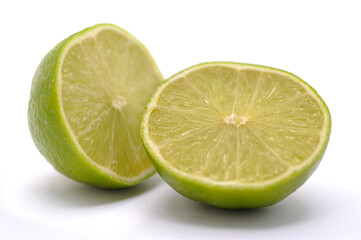 tropical citrus lime fruit in detail on white background