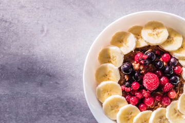 Healthy Breakfast with Oat and Fruits