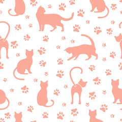 Vector seamless Pattern Cat Animal Pet Kitty