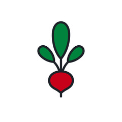 Beetroot icon. Linear color icon, contour, shape, outline isolated on white. Thin line. Modern design. Vector illustrations of vegetables.
