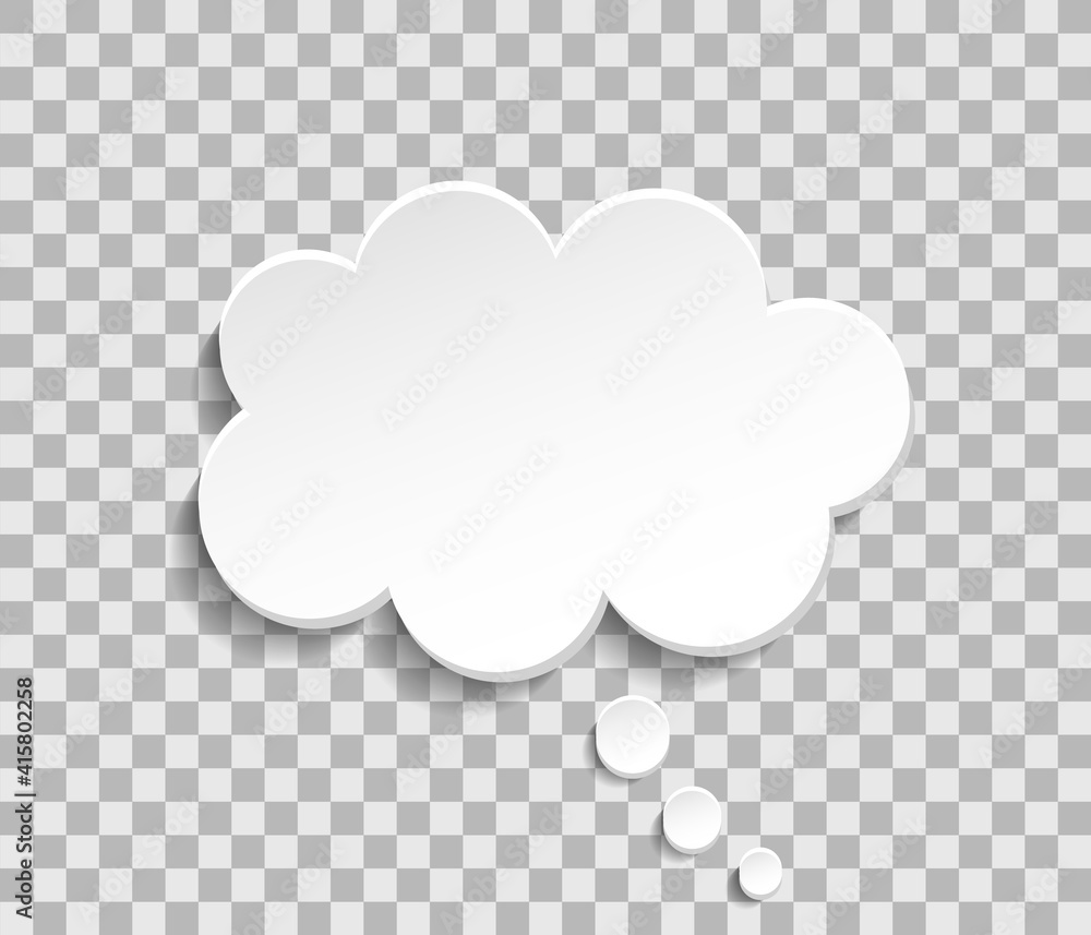 Poster bubble cloud for think and speech. paper cloud for talk. balloon for message, dialog and text. white