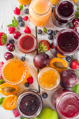 Assortment of berries and fruits jams