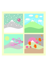 Four seasons in Japan mount Fuji vector set
