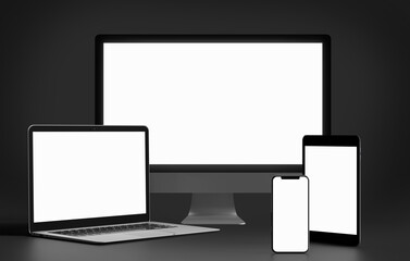 Isolated Devices Mockup - 3d rendering.