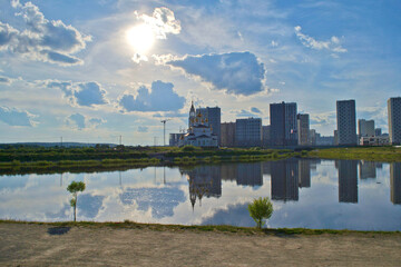 Fototapeta premium Church by the water in the city