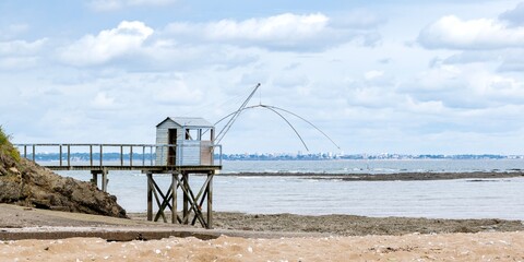 Fototapeta na wymiar net fishing in atlantic coast