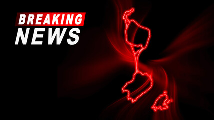 Breaking News Map of Saint Pierre and Miquelon, outline red glow map