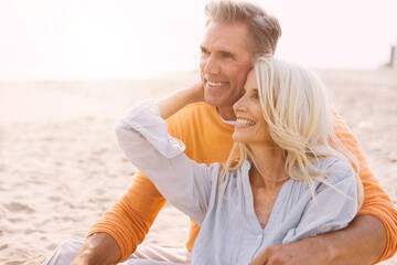 Happy senior couple spending time at the beach. Concepts about love,seniority and people