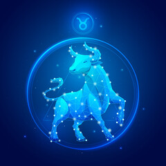 Taurus zodiac sign icons.