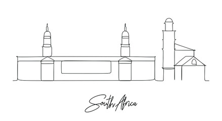 Obraz premium South Africa landmarks skyline - Continuous one line drawing